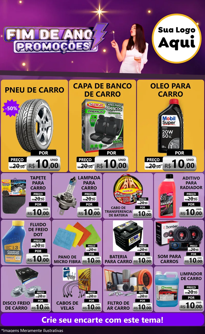 Modelo de Encarte para Encarte Grande com o tema Fim de Ano Promoções para Auto peças