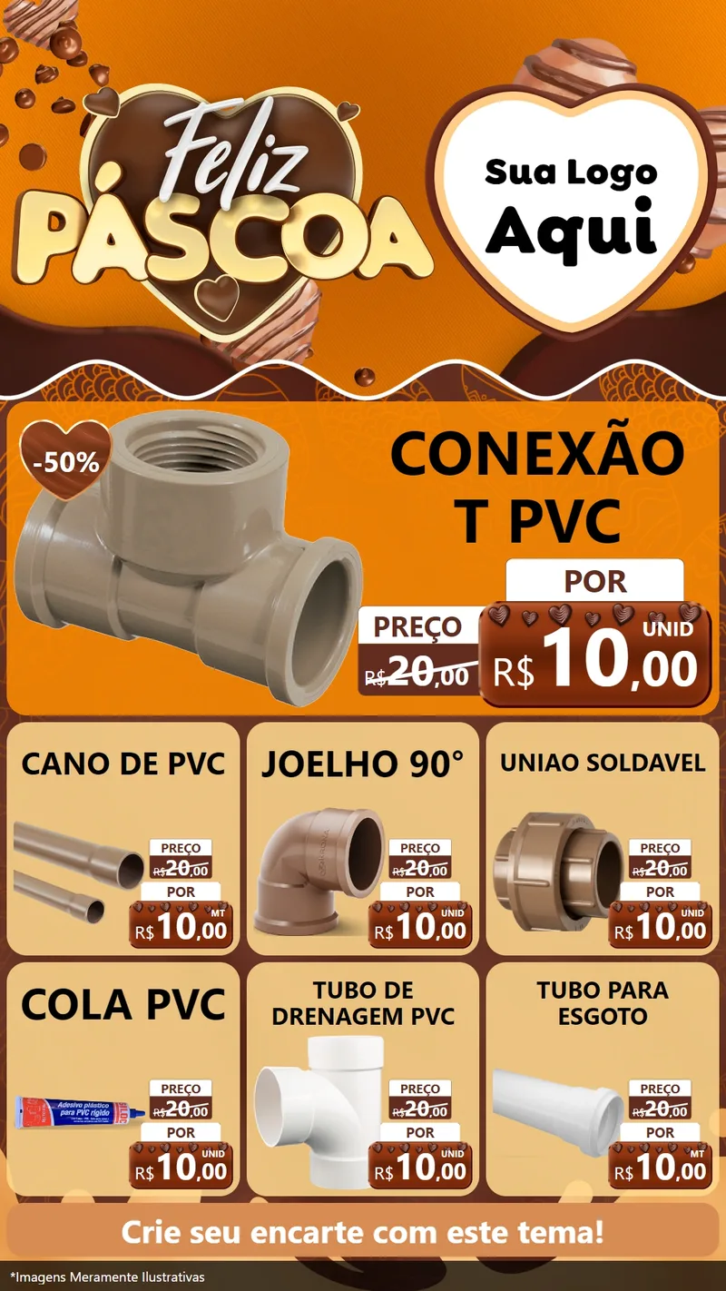 Modelo de Rede Social para Stories com o tema Feliz Páscoa para Tubos e conexões