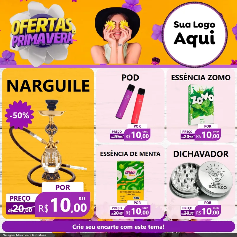 Modelo de Rede Social para Feed Facebook com o tema Ofertas Da Primavera para Tabacaria