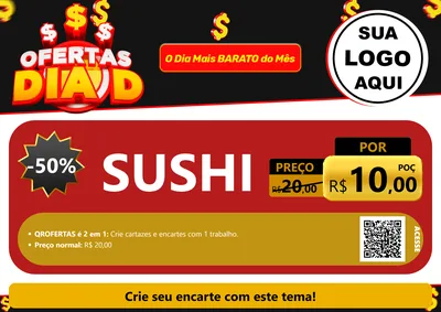 Modelo de Cartaz para Cartaz A4 Horizontal com o tema Ofertas Dia D para Comida japonesa