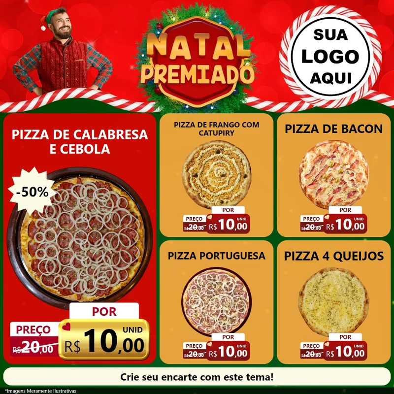 Modelo de Rede Social para Feed Facebook com o tema Natal Premiado para Pizzaria
