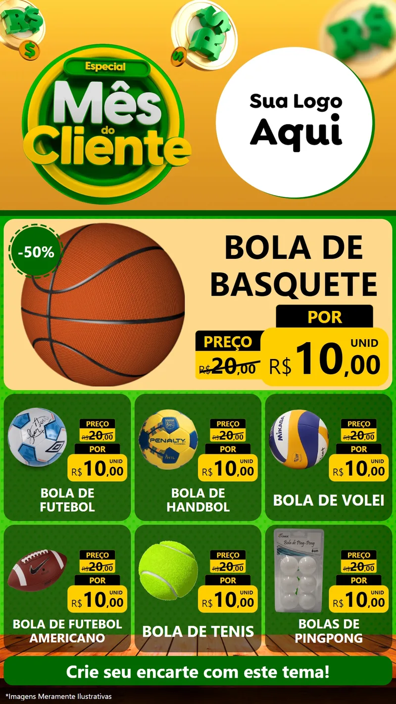 Modelo de Rede Social para Stories com o tema Especial Mês do Cliente para Artigos Esportivos