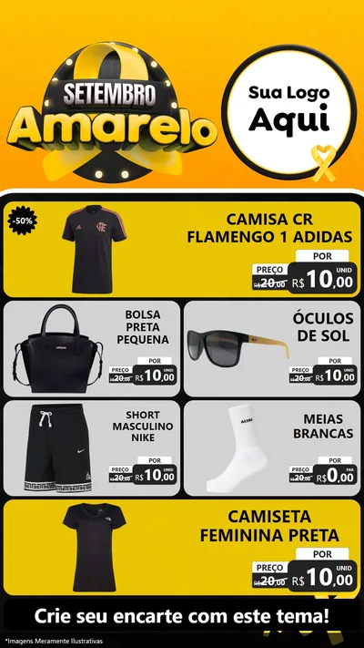Modelo de TV para TV Vertical com o tema Setembro Amarelo para Roupas e acessórios