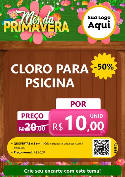Modelo de Cartaz para Cartaz A4 Vertical com o tema Mês da Primavera para Produtos para Piscina