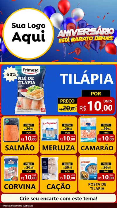 Modelo de Rede Social para Stories com o tema Aniversário para Peixaria