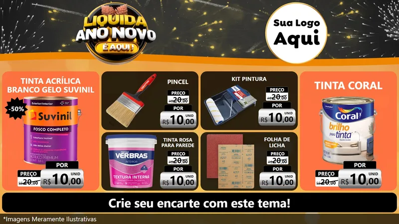 Modelo de TV para TV Horizontal com o tema Liquida Ano Novo É Aqui! para Tintas e Ferramentas