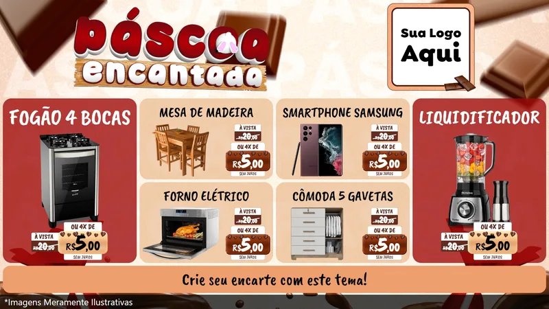 Modelo de TV para TV Horizontal com o tema Páscoa Encantada para Móveis e Eletro