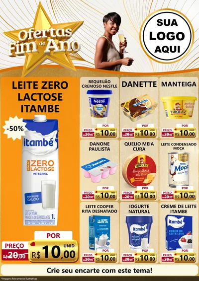 Modelo de Encarte para Encarte A4 Vertical com o tema Ofertas Fim de Ano para Frios e Laticínios