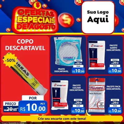 Modelo de Rede Social para Feed Facebook com o tema Ofertas Especiais de Agosto para Embalagens