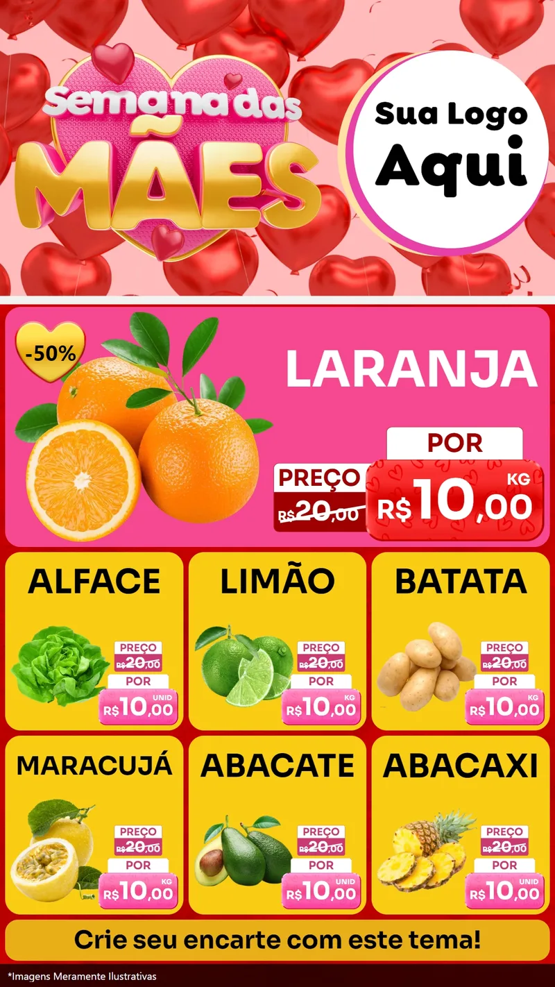 Modelo de Rede Social para Stories com o tema Semana Das Mães para Hortifrúti