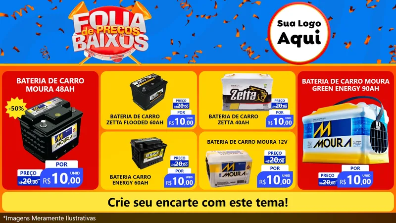Modelo de TV para TV Horizontal com o tema Folia de Preços Baixos para Baterias Elétricas