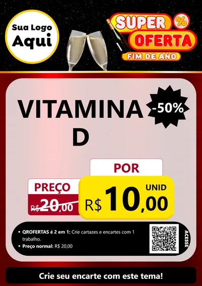 Modelo de Cartaz para Cartaz A4 Vertical com o tema Super Oferta Fim de Ano para Farmácia