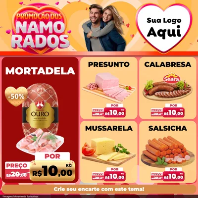 Modelo de Rede Social para Feed Facebook com o tema Promoção dos Namorados para Frios e Laticínios