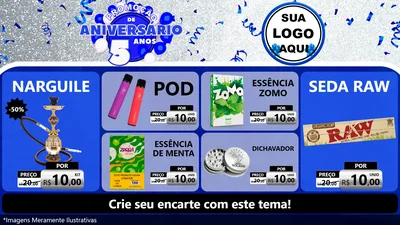 Modelo de TV para TV Horizontal com o tema Promoção de Aniversário - 5 Anos para Tabacaria