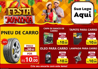 Modelo de Encarte para Encarte A4 Horizontal com o tema Festa Junina para Auto peças