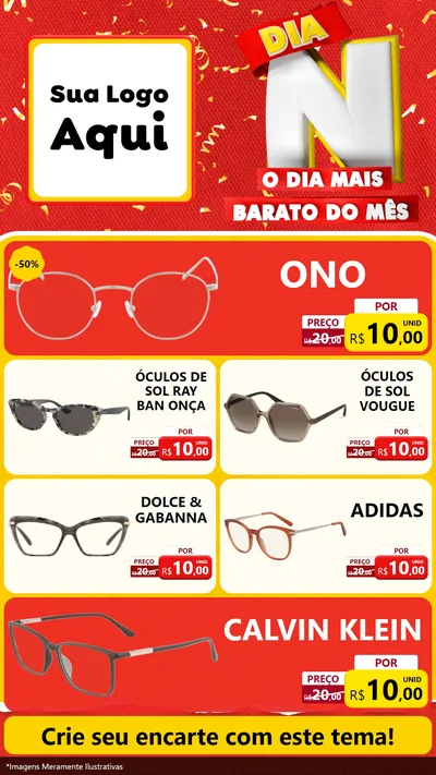 Modelo de TV para TV Vertical com o tema Dia N o Dia Mais Barato do Mês para Óticas