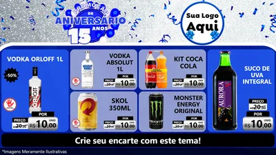 Modelo de TV para TV Horizontal com o tema Promoção de Aniversário - 15 Anos para Distribuidora de bebidas