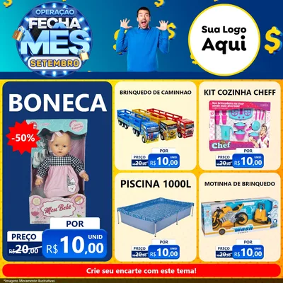 Modelo de Rede Social para Feed Facebook com o tema Operação Fecha Mês Setembro para Brinquedos