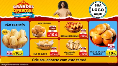 Modelo de TV para TV Horizontal com o tema Grandes Ofertas Para Economizar! para Padaria