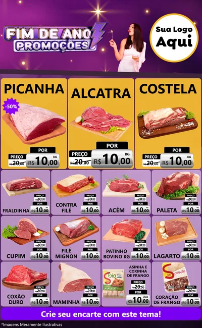 Modelo de Encarte para Encarte Grande com o tema Fim de Ano Promoções para Açougue