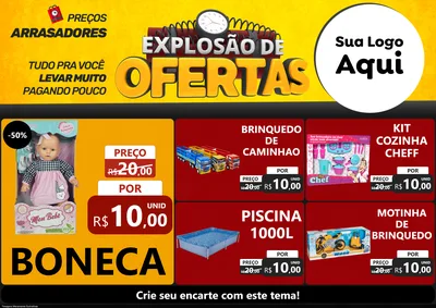 Modelo de Encarte para Encarte A4 Horizontal com o tema Explosão de Ofertas para Brinquedos
