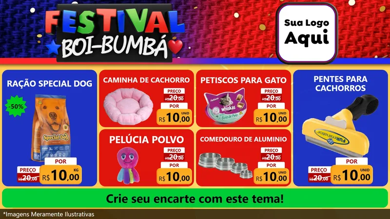 Modelo de TV para TV Horizontal com o tema Festival Boi-Bumbá para Pet Shop