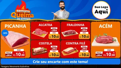 Modelo de TV para TV Horizontal com o tema Semana Queima de Estoque para Açougue