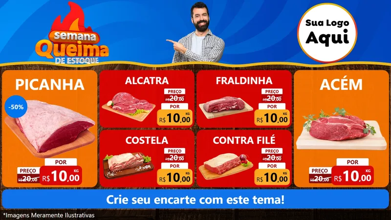 Modelo de TV para TV Horizontal com o tema Semana Queima de Estoque para Açougue