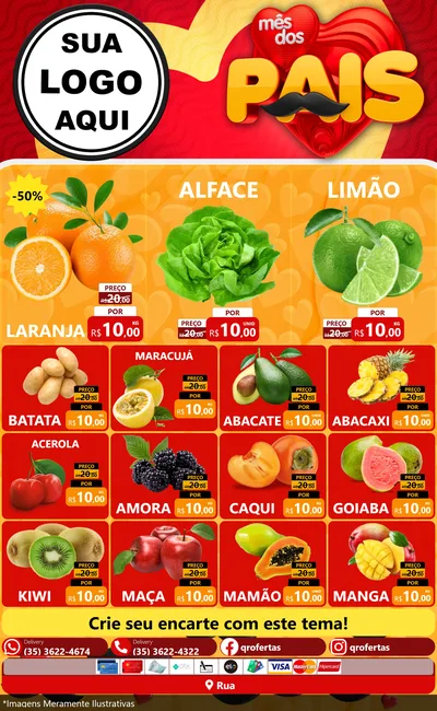 Modelo de Encarte para Encarte Grande com o tema Mês Dos Pais para Hortifrúti