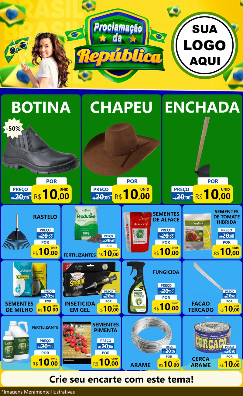 Modelo de Encarte para Encarte Grande com o tema Proclamação da República para Agropecuária