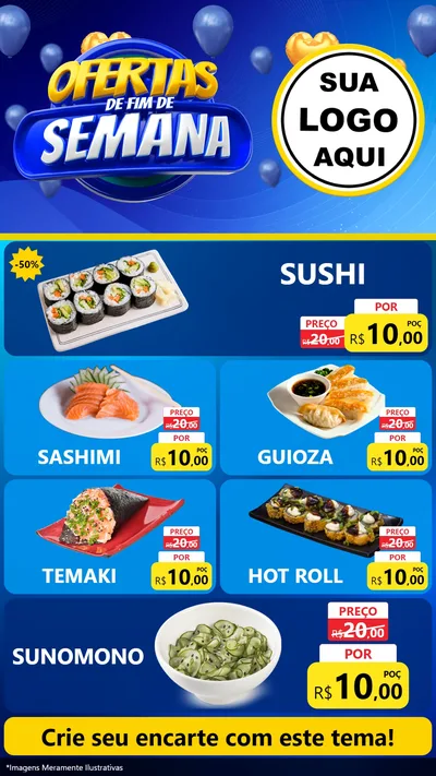 Modelo de TV para TV Vertical com o tema Ofertas de Fim de Semana para Comida japonesa