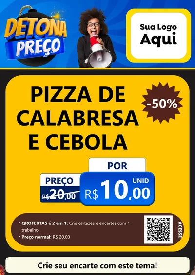 Modelo de Cartaz para Cartaz A4 Vertical com o tema Detona Preços para Pizzaria