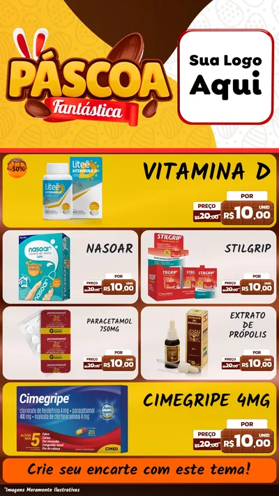 Modelo de TV para TV Vertical com o tema Páscoa Fantástica para Farmácia