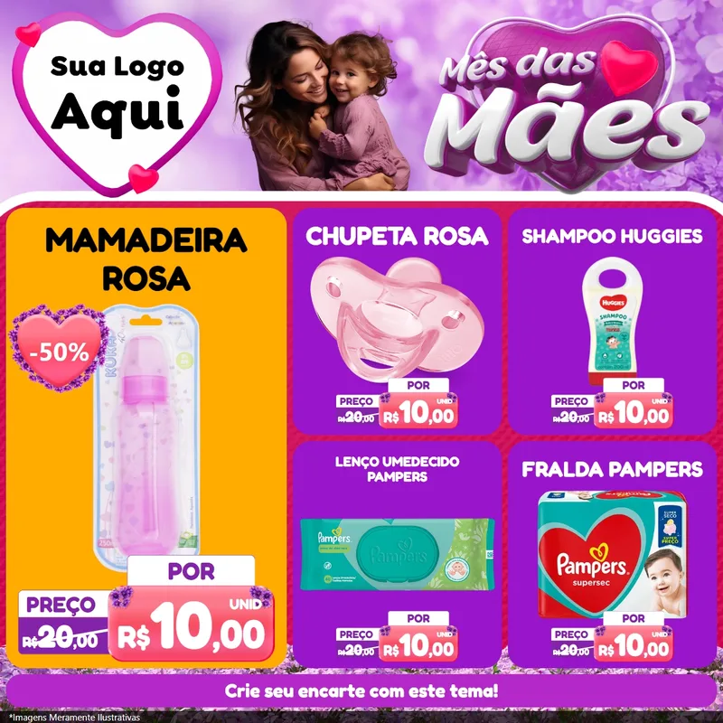 Modelo de Rede Social para Feed Facebook com o tema Mês das Mães para Bebês