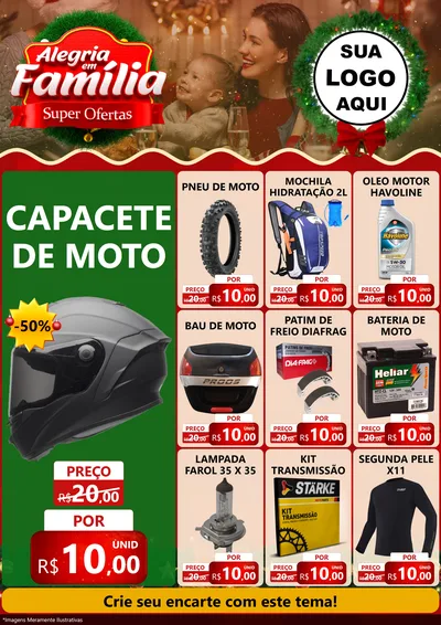 Modelo de Encarte para Encarte A4 Vertical com o tema Alegria Em Família - Super Ofertas para Moto peças