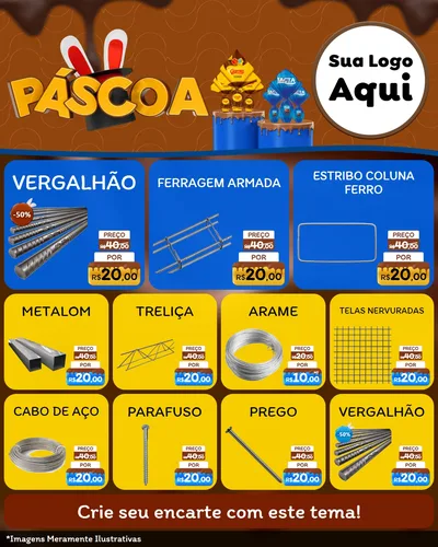 Modelo de Rede Social para Feed Instagram com o tema Páscoa para Ferragens