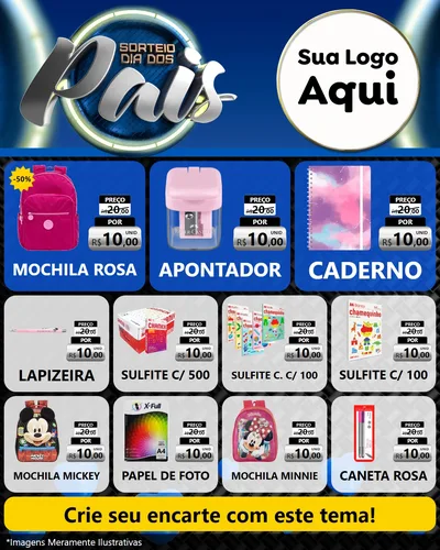Modelo de Rede Social para Feed Instagram com o tema Sorteio Dia Dos Pais para Papelaria
