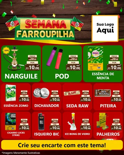 Modelo de Rede Social para Feed Instagram com o tema Semana Farroupilha para Tabacaria