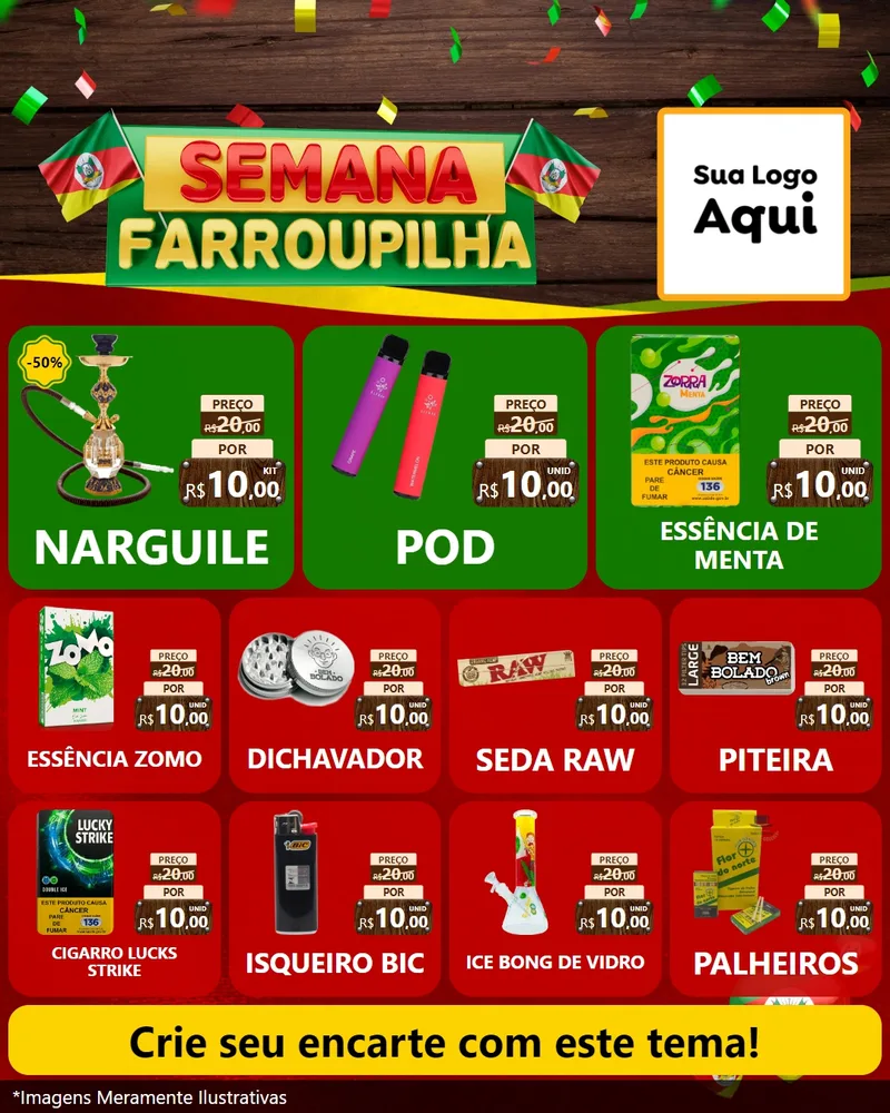 Modelo de Rede Social para Feed Instagram com o tema Semana Farroupilha para Tabacaria