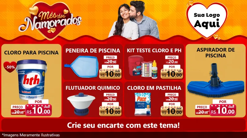 Modelo de TV para TV Horizontal com o tema Mês dos Namorados para Produtos para Piscina