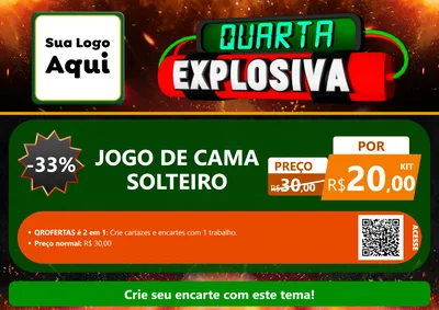 Modelo de Cartaz para Cartaz A4 Horizontal com o tema Quarta Explosiva para Cama, Mesa e Banho