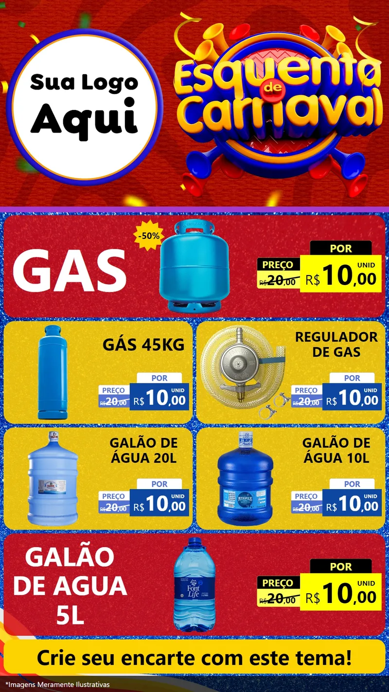 Modelo de TV para TV Vertical com o tema Esquenta de Carnaval para Água e gás