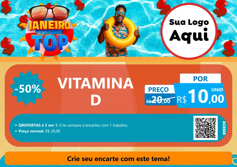 Modelo de Cartaz para Cartaz A4 Horizontal com o tema Janeiro Top para Farmácia