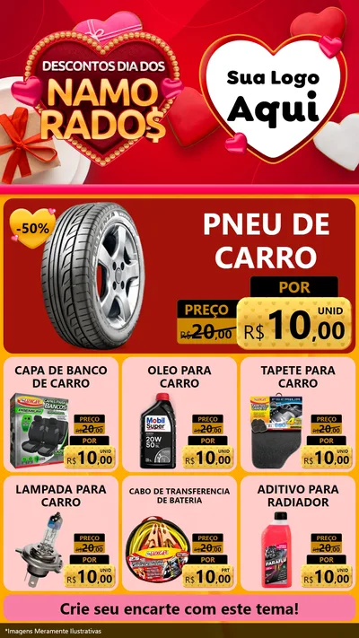 Modelo de Rede Social para Stories com o tema Descontos Dia dos Namorados para Auto peças