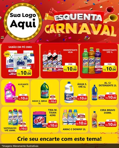Modelo de Rede Social para Feed Instagram com o tema Esquenta Carnaval para Produtos de Limpeza