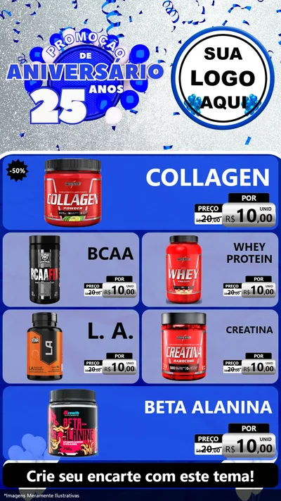 Modelo de TV para TV Vertical com o tema Promoção de Aniversário - 25 Anos para Suplementos alimentares