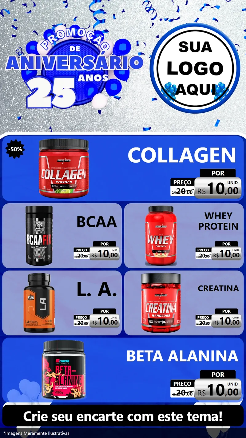 Modelo de TV para TV Vertical com o tema Promoção de Aniversário - 25 Anos para Suplementos alimentares