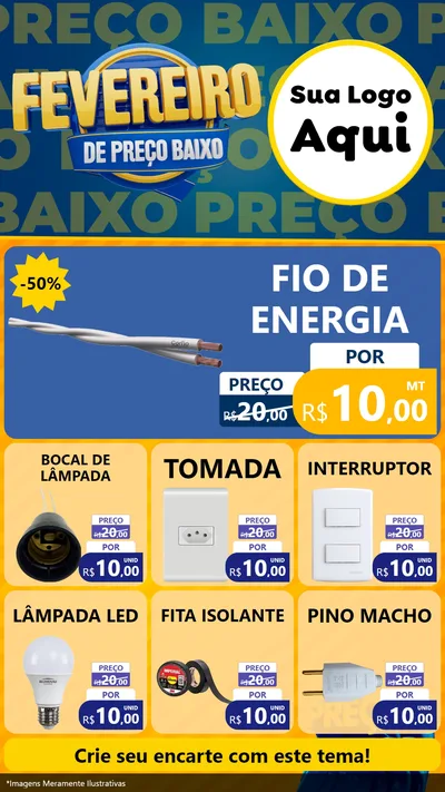 Modelo de Rede Social para Stories com o tema Fevereiro de Preço Baixo para Materiais Elétricos