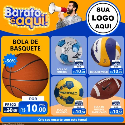 Modelo de Rede Social para Feed Facebook com o tema Barato é aqui para Artigos Esportivos