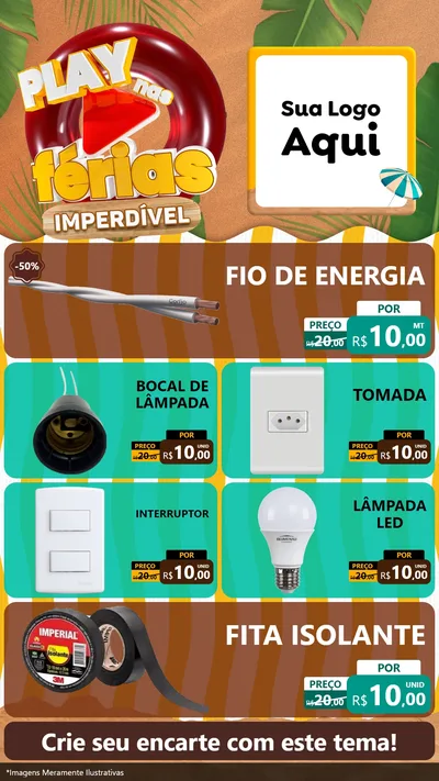 Modelo de TV para TV Vertical com o tema Play Nas Férias Imperdível para Materiais Elétricos